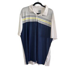 Callaway Mens XL Opti-Dri Polo Shirt White Navy Stripe Short Sleeve Golf Apparel